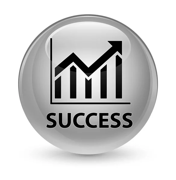 Succes (statistieken pictogram) glazig witte ronde knop — Stockfoto