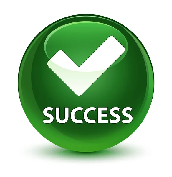 Success (validate icon) Glassy soft green round button — стоковое фото