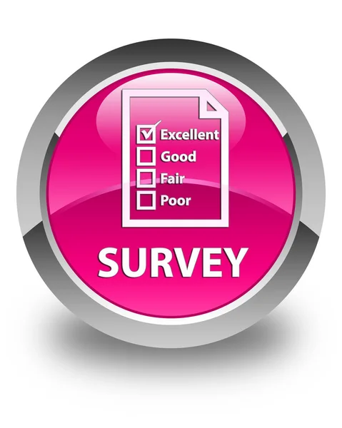 Survey (questionnaire icon) glossy pink round button