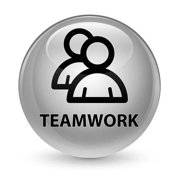 Teamwork (groepspictogram) glazig witte ronde knop — Stockfoto