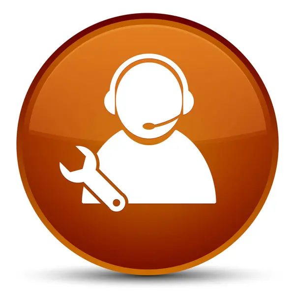 Tech support icon special brown round button — Stock Photo, Image