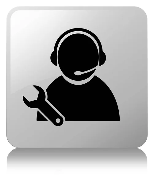 Tech support icon white square button — Stock Photo, Image