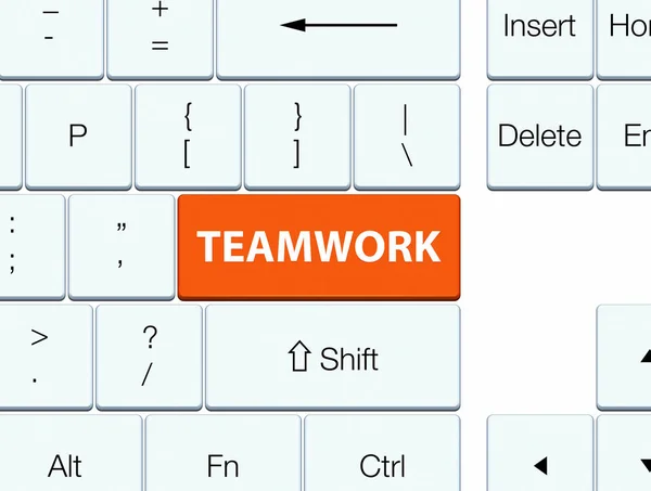 Týmová práce oranžové klávesnici tlačítko — Stock fotografie