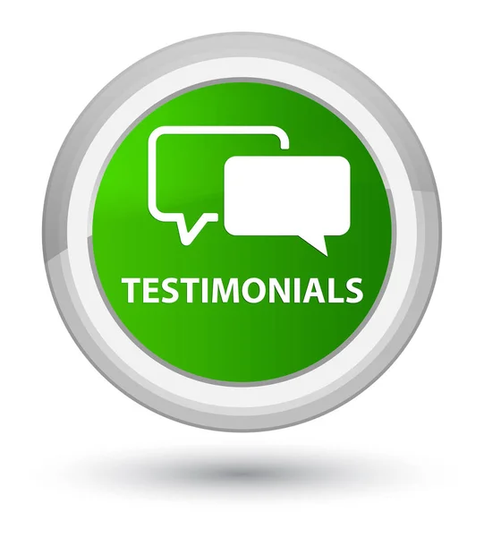 Testimonials prime green round button — Stock Photo, Image