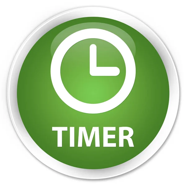 Timer premium botão redondo verde macio — Fotografia de Stock