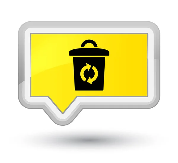 Ícone de lixo botão banner amarelo primo — Fotografia de Stock