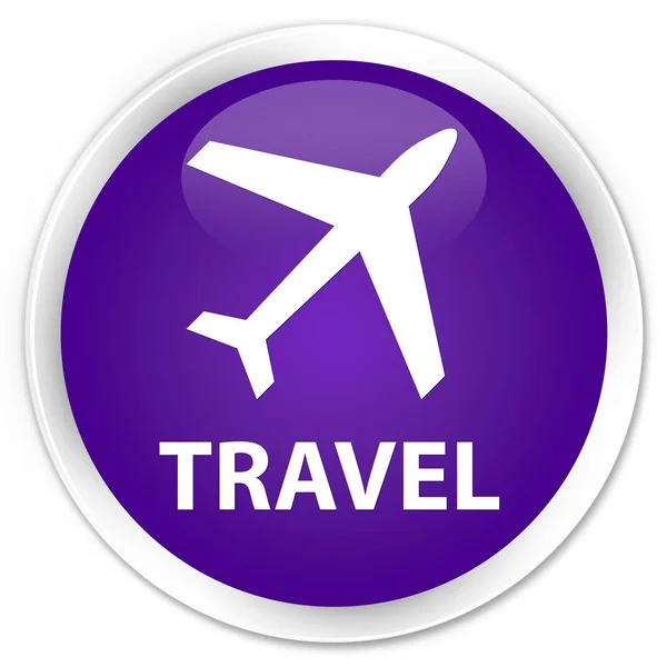 旅行 (飛行機アイコン) プレミアム パープル ラウンド ボタン — ストック写真
