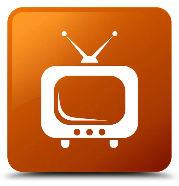 TV simgesi kahverengi kare düğme — Stok fotoğraf