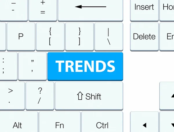 Tendências botão teclado azul ciano — Fotografia de Stock