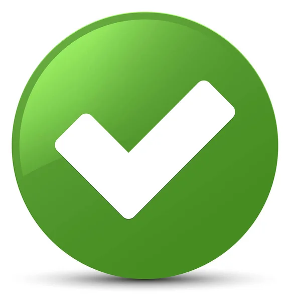 Memvalidasi ikon tombol bulat hijau lembut — Stok Foto