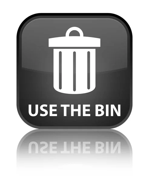 Użyj bin (ikonę kosza) specjalny przycisk Czarny kwadrat — Zdjęcie stockowe