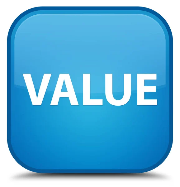 Value special cyan blue square button — Stock Photo, Image