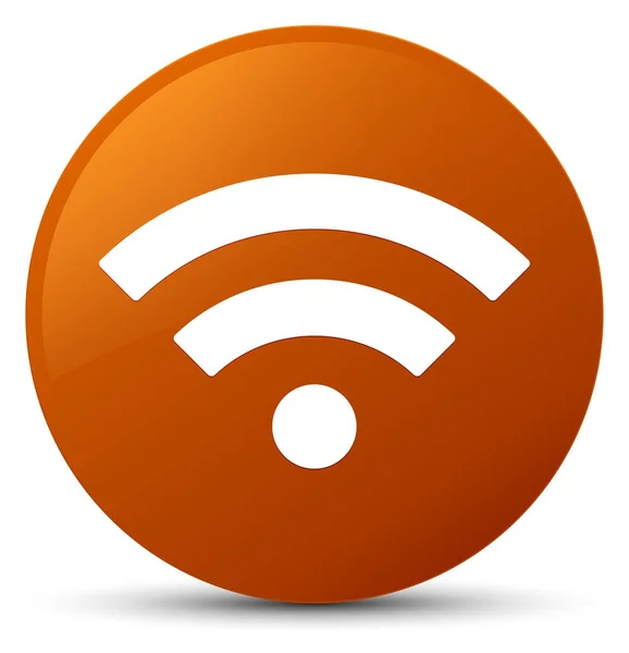 WiFi simgesi kahverengi yuvarlak düğmesi — Stok fotoğraf