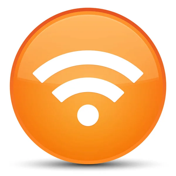 WiFi kutsal kişilerin resmi özel turuncu yuvarlak düğme — Stok fotoğraf