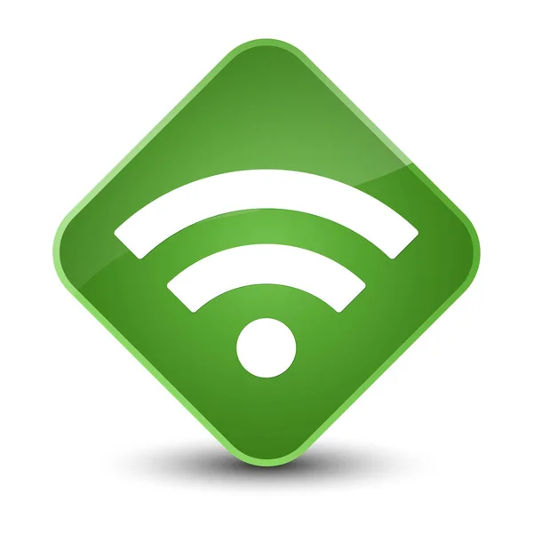 Icône Wifi élégant bouton diamant vert doux — Photo