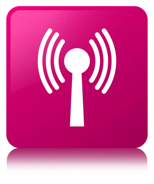 Icona della rete Wlan pulsante quadrato rosa — Foto Stock