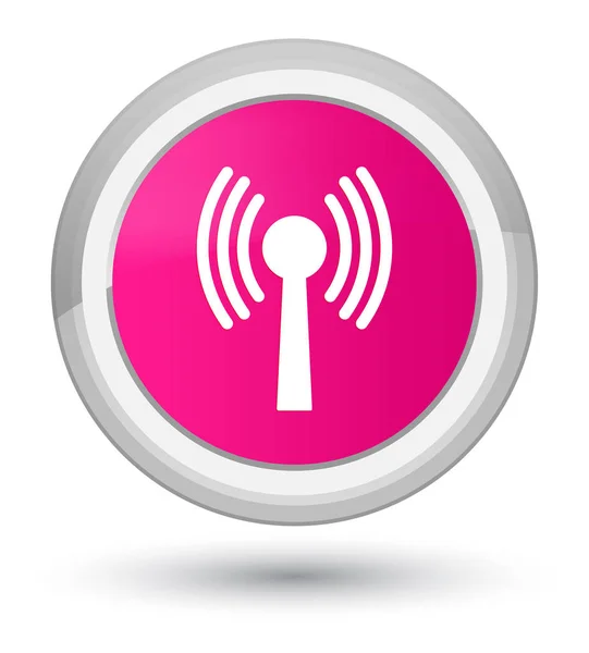 Ícone de rede Wlan botão redondo rosa primo — Fotografia de Stock