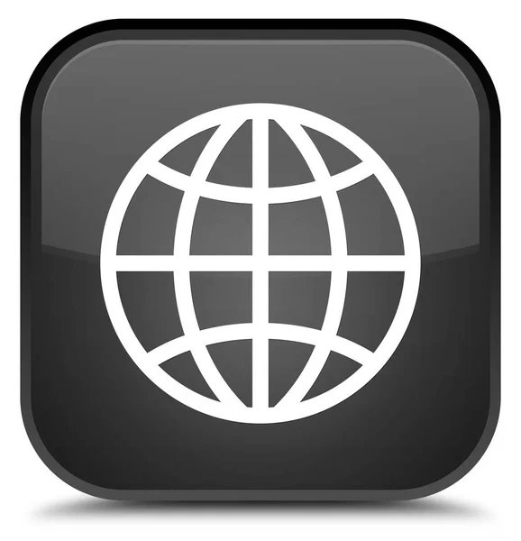 Wereld speciale zwarte vierkante knoop van het pictogram — Stockfoto