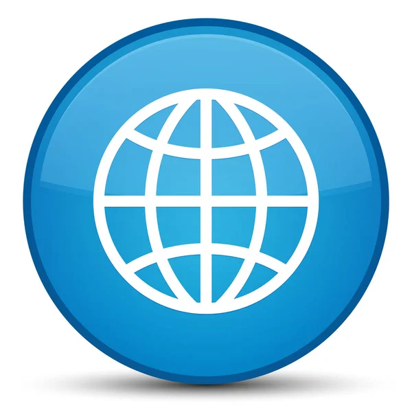 世界图标特殊青色蓝色圆形按钮 — 图库照片