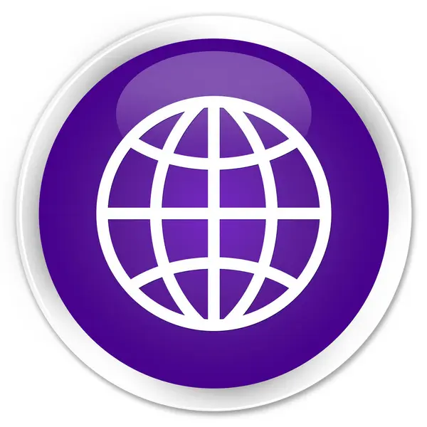 Світова ікона преміум фіолетова кругла кнопка — стокове фото