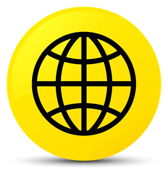 World icon yellow round button — Stock Photo, Image