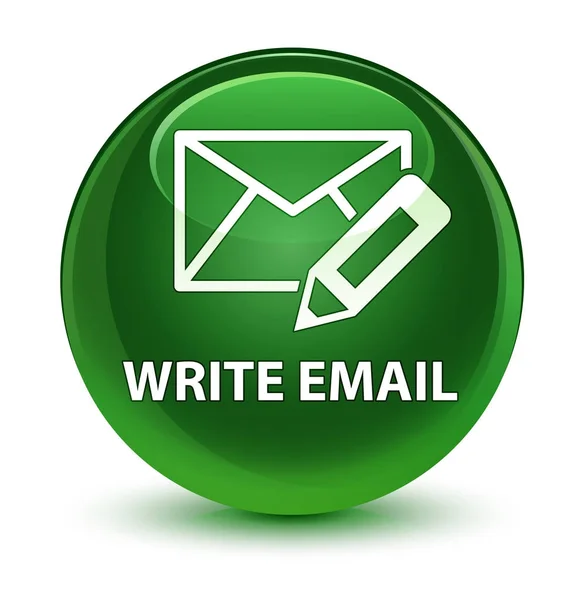 E-posta cam gibi yumuşak yeşil yuvarlak düğmesini yazmak — Stok fotoğraf