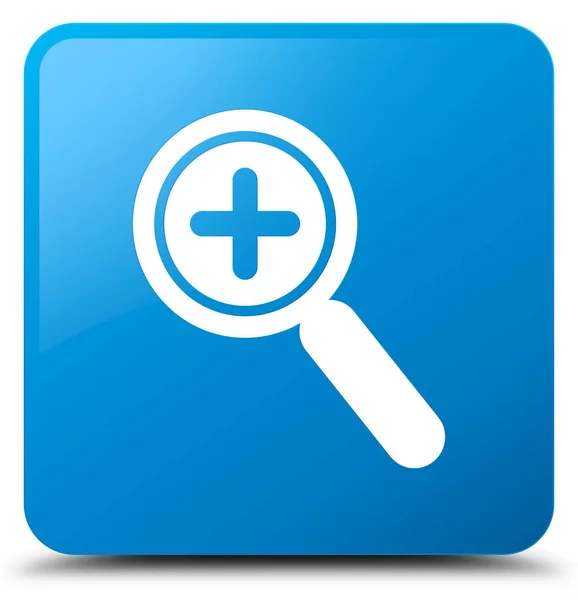 Zoom in icon cyan blue square button — Stock Photo, Image