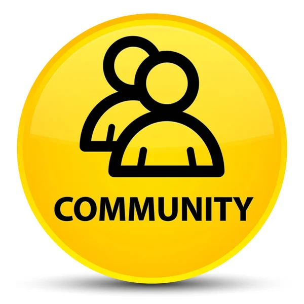 Κοινότητας (εικονίδιο ομάδας) ειδικό κίτρινο στρογγυλό κουμπί — Φωτογραφία Αρχείου