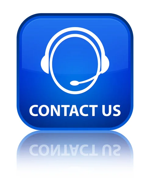 Contact us (customer care icon) special blue square button — Stock Photo, Image