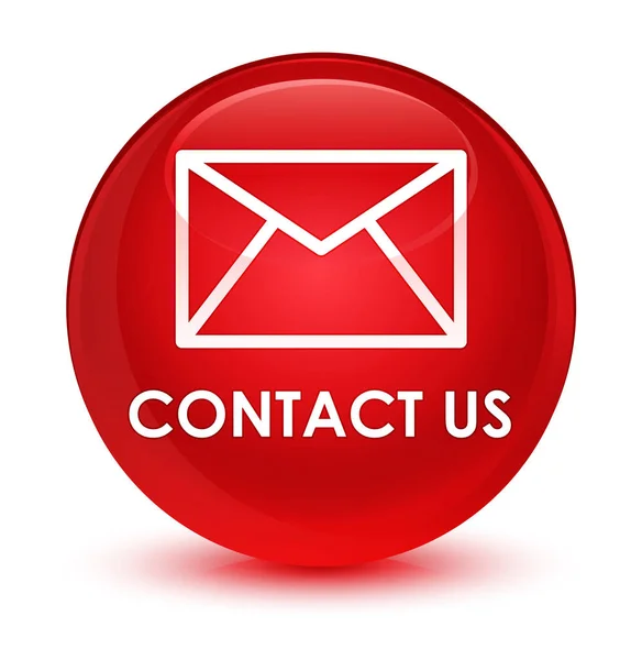 Kontaktieren Sie uns (E-Mail-Symbol) glasig rote runde Taste — Stockfoto