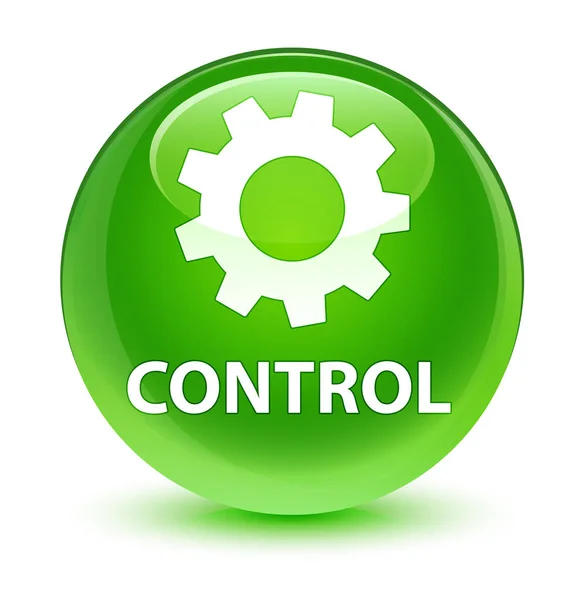 Υαλώδες πράσινο στρογγυλό κουμπί ελέγχου (εικονίδιο ρυθμίσεις) — Φωτογραφία Αρχείου