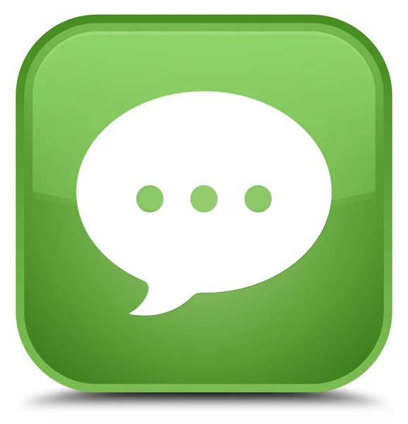 Ikon percakapan tombol persegi hijau lembut spesial — Stok Foto