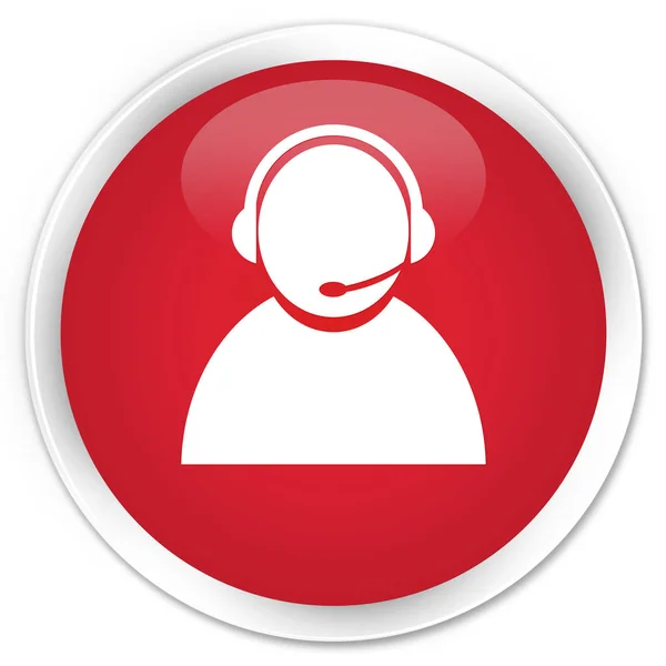 Pulsante rotondo rosso premium dell'icona del servizio clienti — Foto Stock