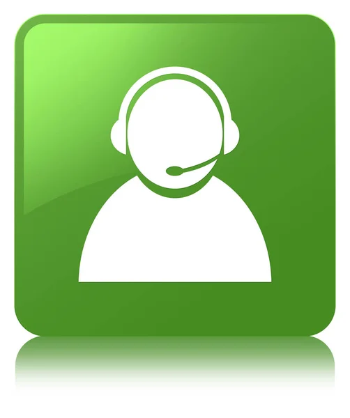 Customer care icon soft green square button — Stock Photo, Image