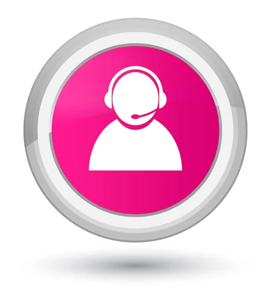 Customer care icon prime pink round button — Stock Photo, Image