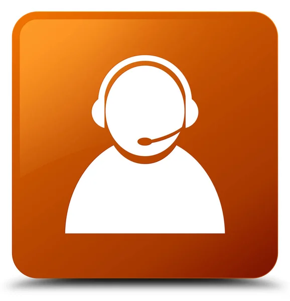 Customer care icon brown square button — Stock Photo, Image