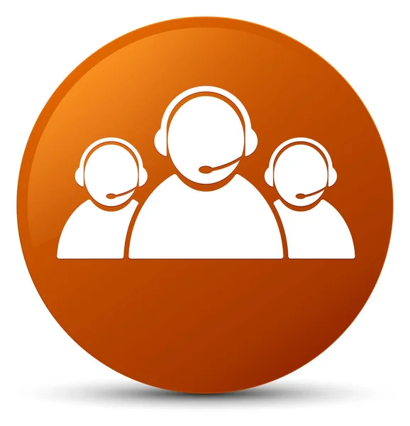 Customer care team icon brown round button — Stock Photo, Image