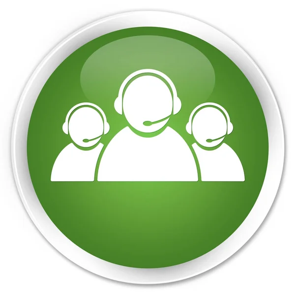 Equipo de atención al cliente icono premium botón redondo verde suave — Foto de Stock