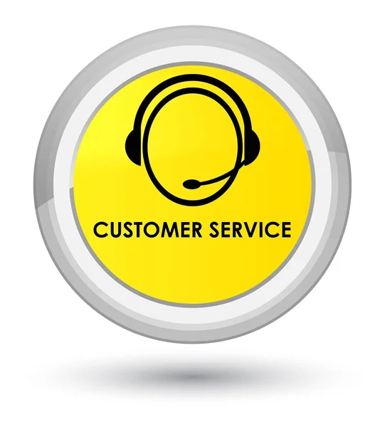 Atendimento ao cliente (ícone de atendimento ao cliente) botão redondo amarelo principal — Fotografia de Stock