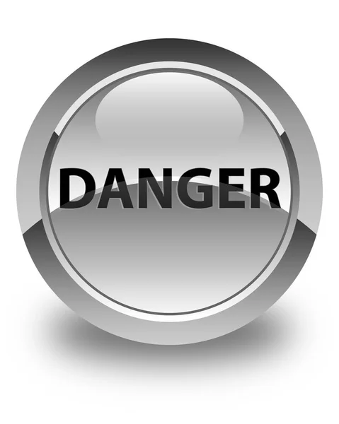 Gefahr glänzend weißer runder Knopf — Stockfoto