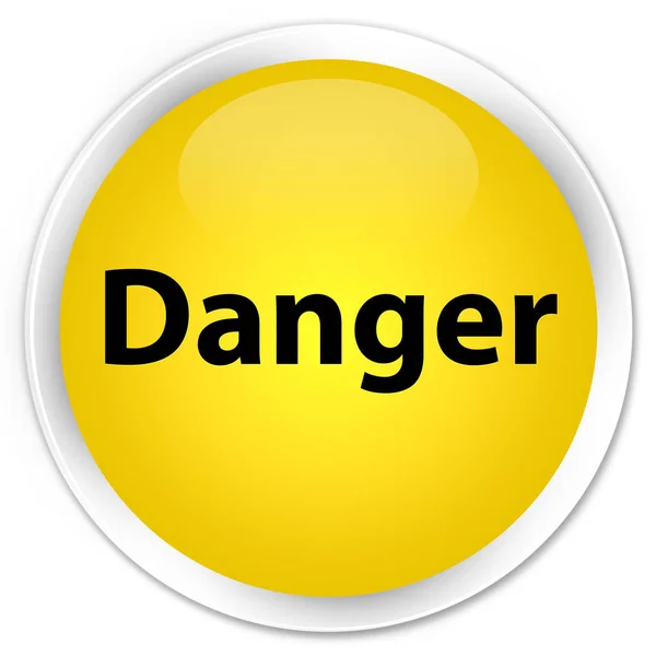 Pojistné nebezpečí žluté kulaté tlačítko — Stock fotografie