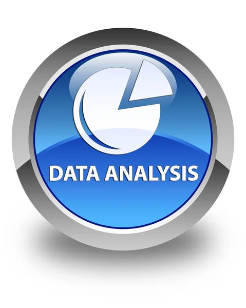 Analisis data (ikon grafik) tombol bundar biru mengkilap — Stok Foto