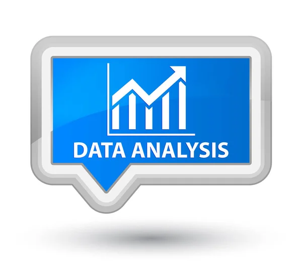 Analisis data (ikon statistik) tombol banner biru cyan utama — Stok Foto