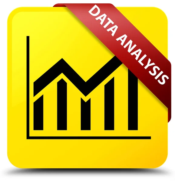 数据分析 (统计图标) 黄色方形按钮红丝带 — 图库照片
