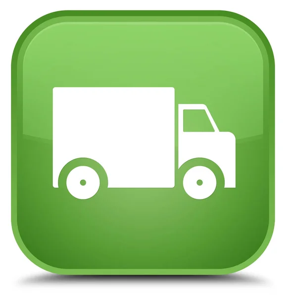 배달 트럭 아이콘 특별 한 부드러운 녹색 사각형 버튼 — 스톡 사진