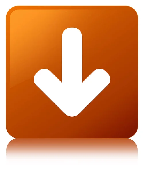다운로드 화살표 아이콘 갈색 사각형 버튼 — 스톡 사진