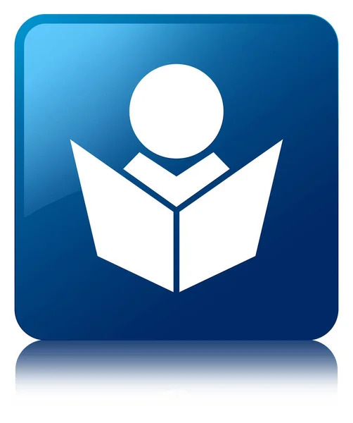 E-Öğrenim simgesi mavi kare düğme — Stok fotoğraf