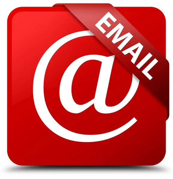 E-posta (adresi simgesi) kırmızı kare düğmesini kırmızı kurdele köşesinde — Stok fotoğraf