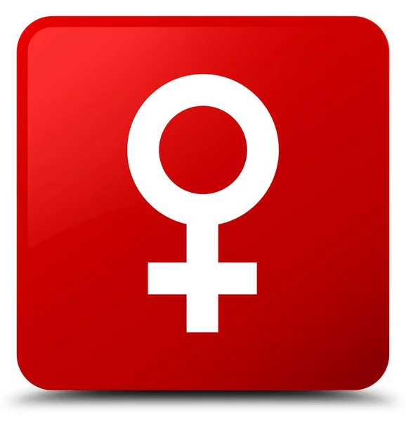 Signo femenino icono rojo botón cuadrado —  Fotos de Stock