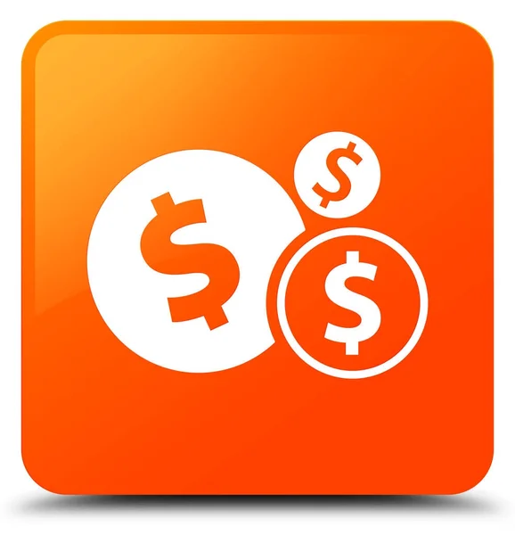 Finanzas dólar signo icono naranja botón cuadrado —  Fotos de Stock